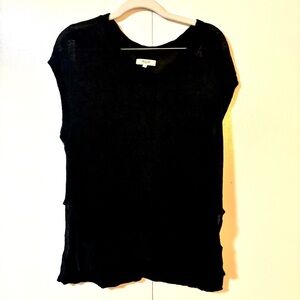 Madewell 100% Linen Muscle Tee in True Black - Size M
